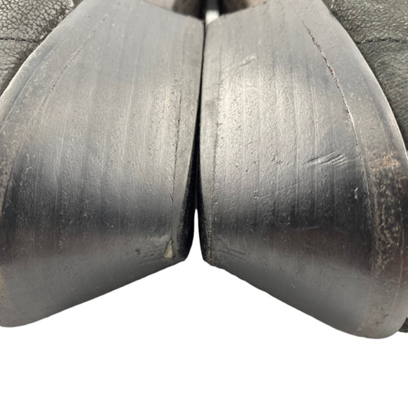 Eileen Fisher Black Cluster Crisscross Leather ankle boots 7.5 US steampunk boho - Picture 9 of 11